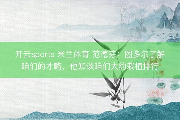 开云sports 米兰体育 范德芬：图多尔了解咱们的才略，他知谈咱们大约栽植排行