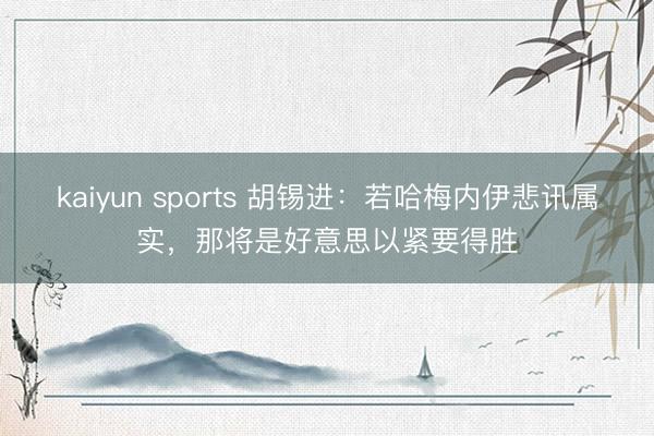 kaiyun sports 胡锡进:若哈梅内伊悲讯属实,那将是好意思以紧要得胜